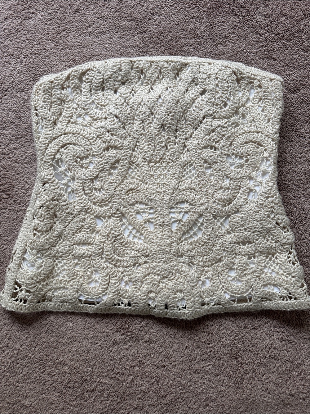 White House Black Market White Crochet Corset with Cream Straps